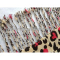 100% Baumwolle Material Licht Farbe Leopard Gedruckt Gewebte Muster Mädchen Schal Schal